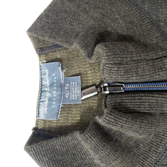 Tommy Bahama Green Reversible Quarter Zip Sweater SZ XL Cotton Blend Warm - Picture 11 of 12